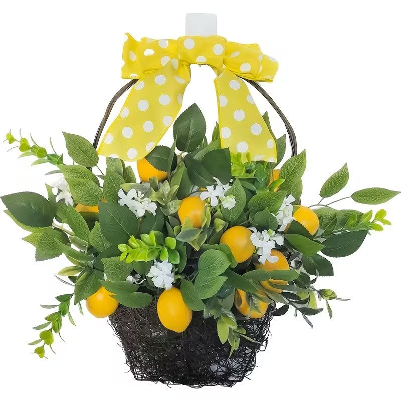 Door Wreath with Woven Twig Basket