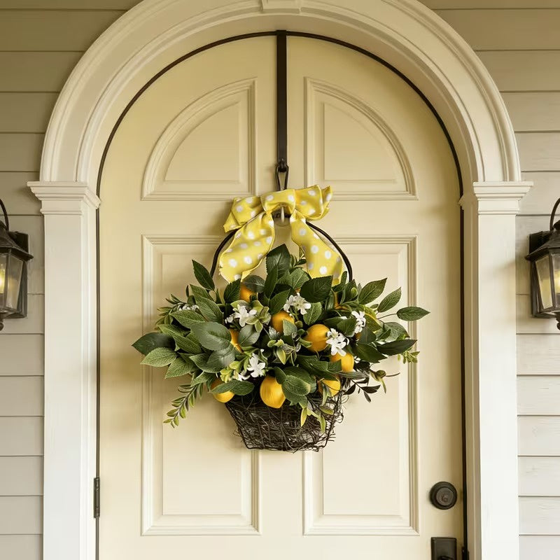 Door Wreath with Woven Twig Basket