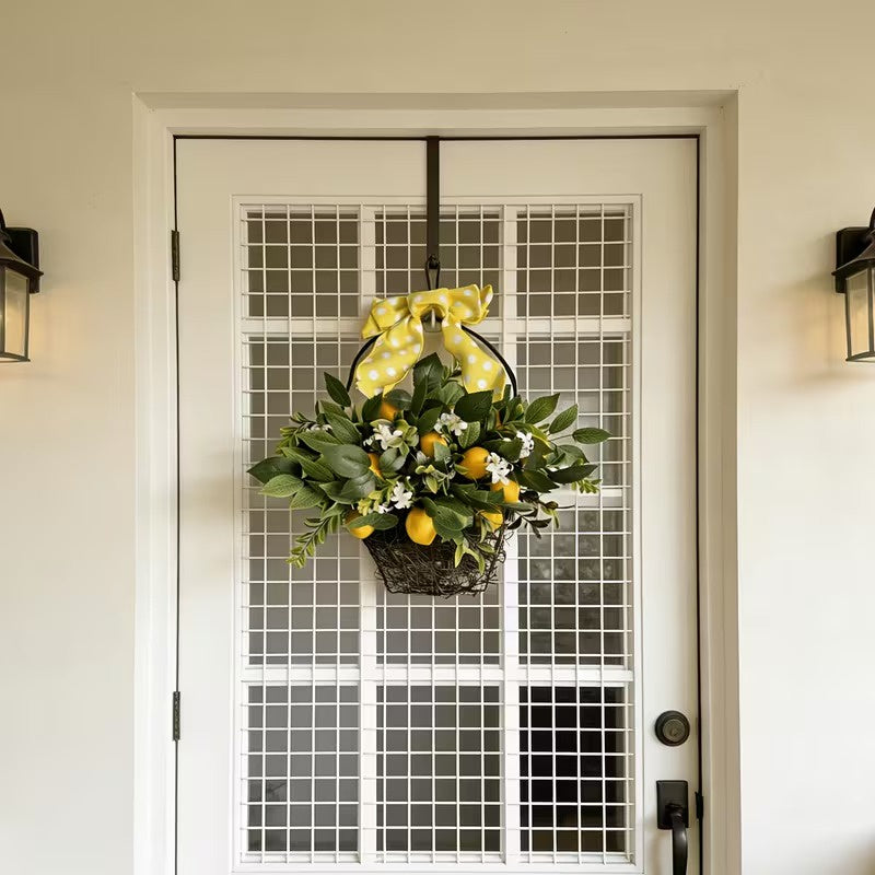 Door Wreath with Woven Twig Basket
