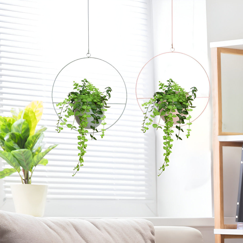 Hanging Plant Pot Holder with Iron Frame